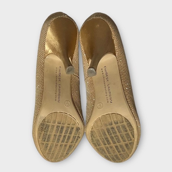 Chinese Laundry Nightlight Women's Gold Sparkle Round Toe Stiletto Heels Size 9M - Picture 9 of 13
